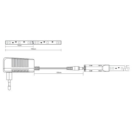 Globo - LED RGB Dimmable strip LED/6W/230V 1m + remote control