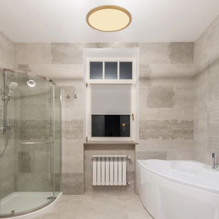 Globo - LED Dimmable bathroom ceiling light LED/18W/230V 3000K IP44 d. 29,4 cm brass