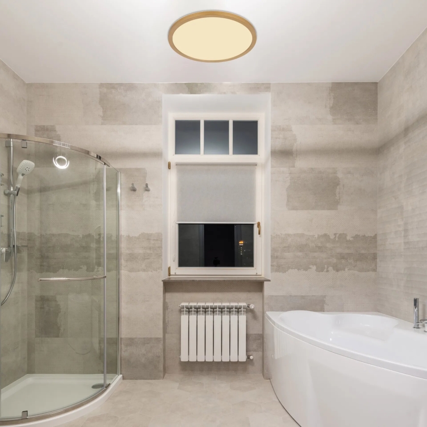 Globo - LED Dimmable bathroom ceiling light LED/18W/230V 3000K IP44 d. 29,4 cm brass