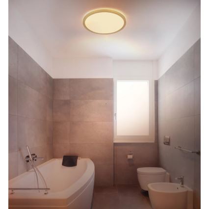 Globo - LED Dimmable bathroom ceiling light LED/18W/230V 3000K IP44 d. 29,4 cm brass