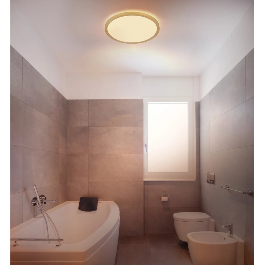Globo - LED Dimmable bathroom ceiling light LED/18W/230V 3000K IP44 d. 29,4 cm brass