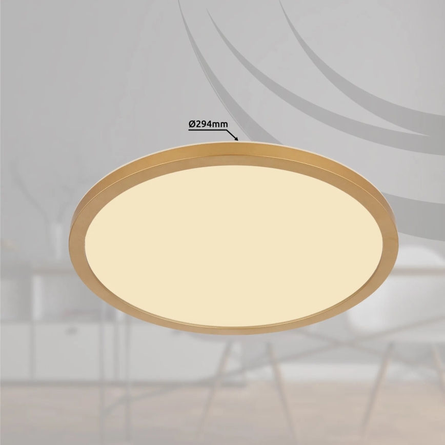 Globo - LED Dimmable bathroom ceiling light LED/18W/230V 3000K IP44 d. 29,4 cm brass
