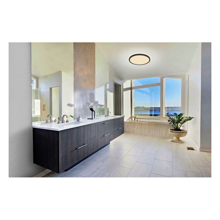 Globo - LED Dimmable bathroom ceiling light LED/24W/230V d. 42 cm IP44 black