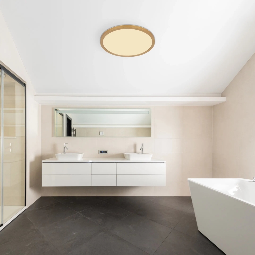 Globo - LED Dimmable bathroom ceiling light LED/24W/230V 3000K IP44 d. 42 cm brass
