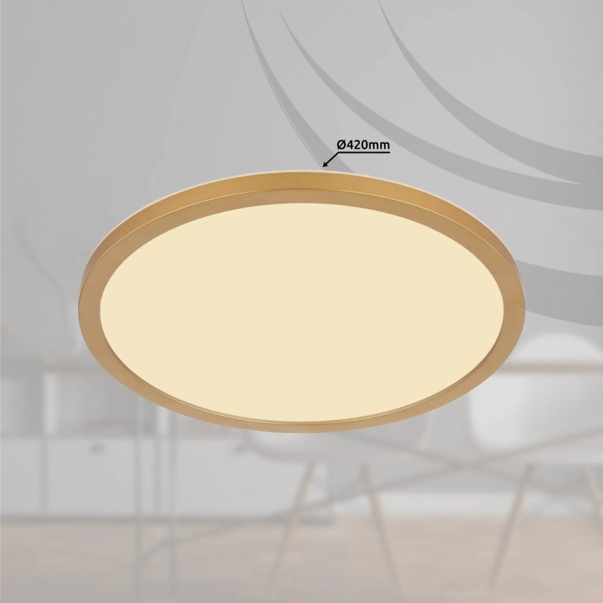 Globo - LED Dimmable bathroom ceiling light LED/24W/230V 3000K IP44 d. 42 cm brass