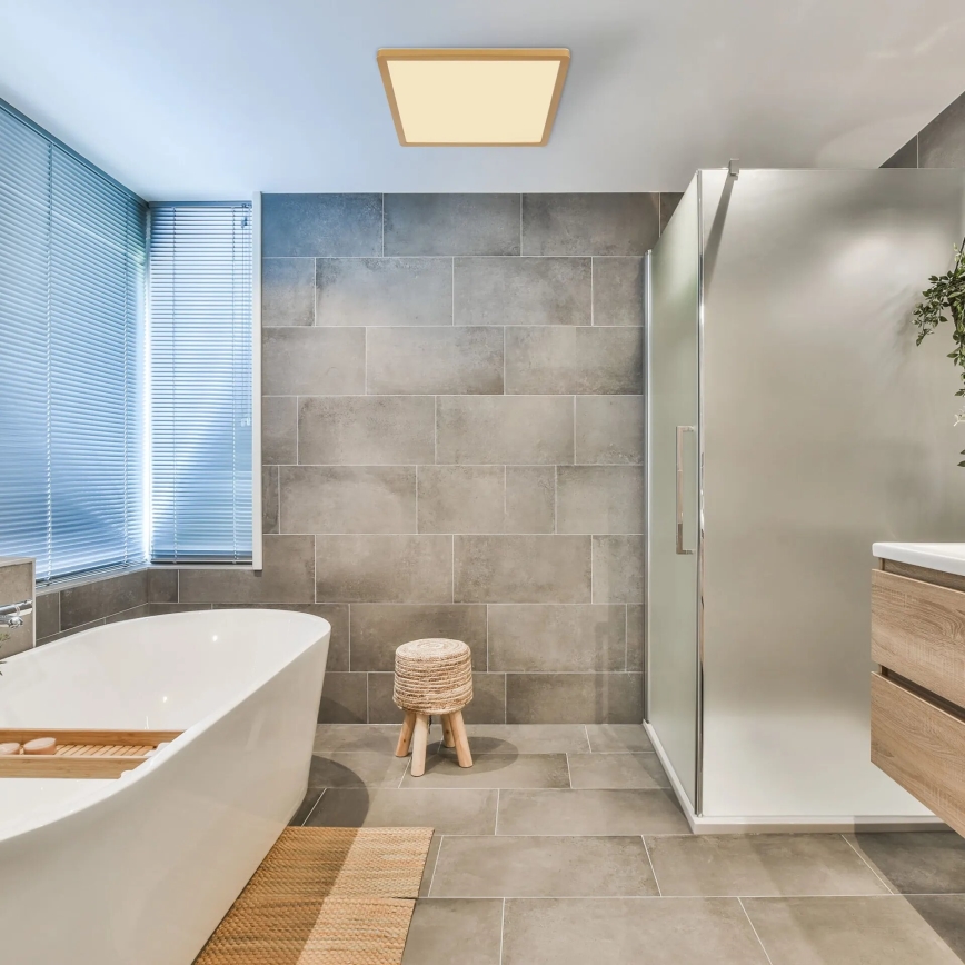 Globo - LED Dimmable bathroom ceiling light LED/18W/230V 3000K IP44 29,4x29,4 cm brass