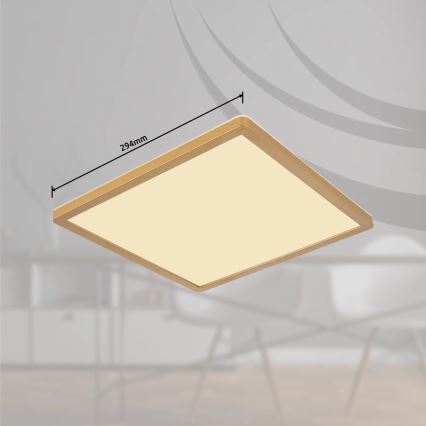 Globo - LED Dimmable bathroom ceiling light LED/18W/230V 3000K IP44 29,4x29,4 cm brass