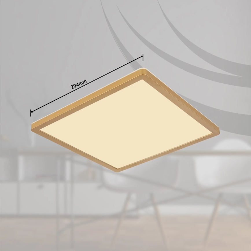 Globo - LED Dimmable bathroom ceiling light LED/18W/230V 3000K IP44 29,4x29,4 cm brass