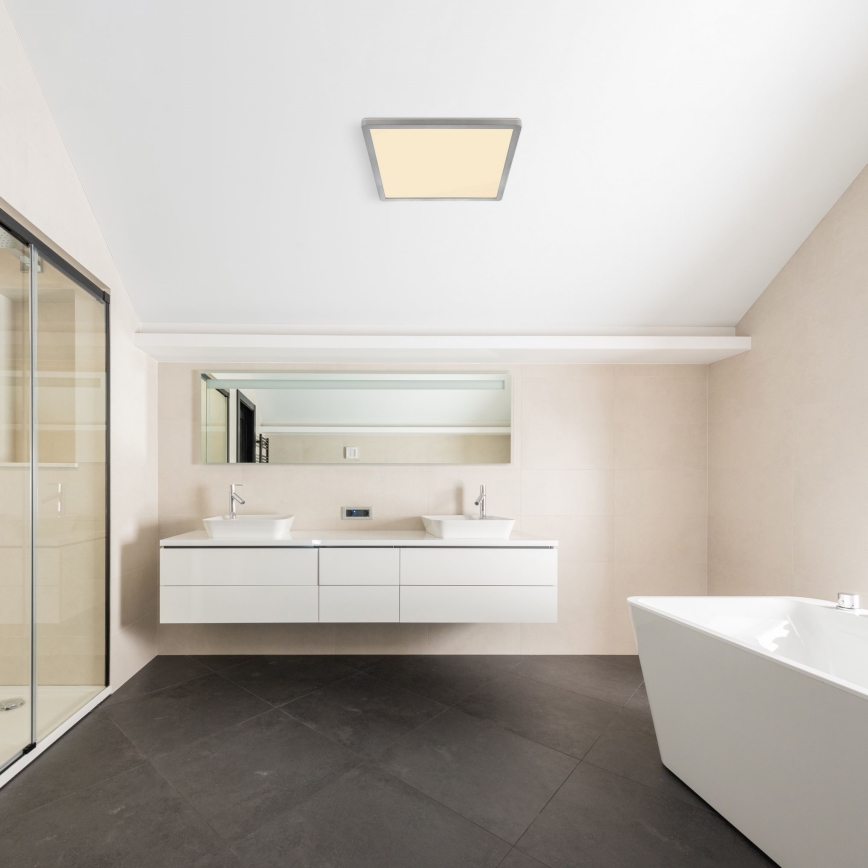 Globo - LED Dimmable bathroom ceiling light LED/18W/230V 29,4x29,4 cm IP44 matte chrome