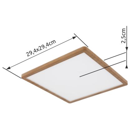 Globo - LED Dimmable bathroom ceiling light LED/18W/230V 29,4x29,4 cm IP44 brown
