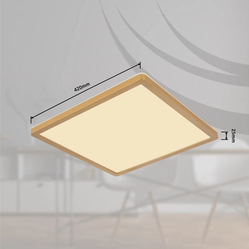 Globo - LED Dimmable bathroom ceiling light LED/24W/230V 3000K IP44 42x42 cm brass
