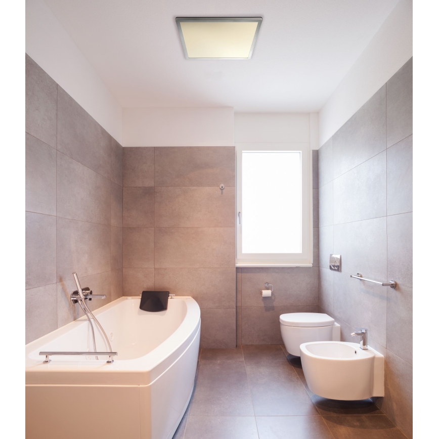 Globo - LED Dimmable bathroom ceiling light LED/24W/230V 42x42 cm IP44 matte chrome