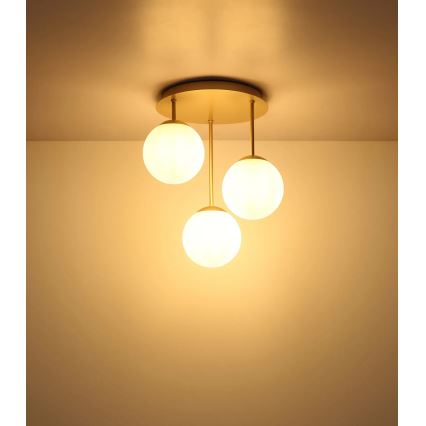Globo - Brass flush-mount chandelier 3xE14/25W/230V