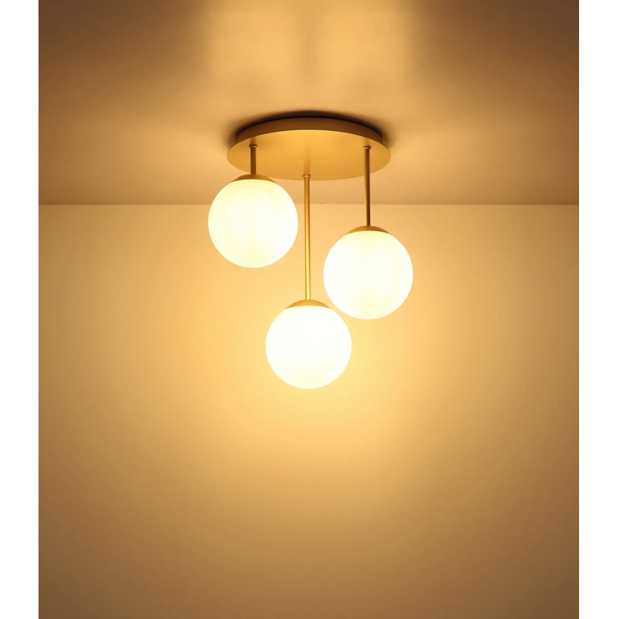 Globo - Brass flush-mount chandelier 3xE14/25W/230V