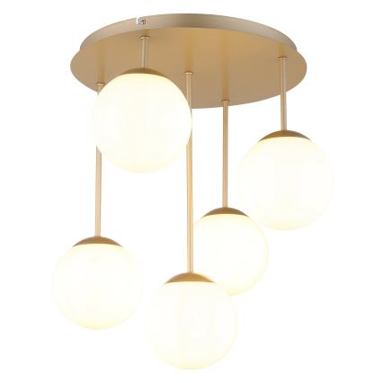 Globo - Brass 5-light flush-mount chandelier, 5xE14/25W/230V