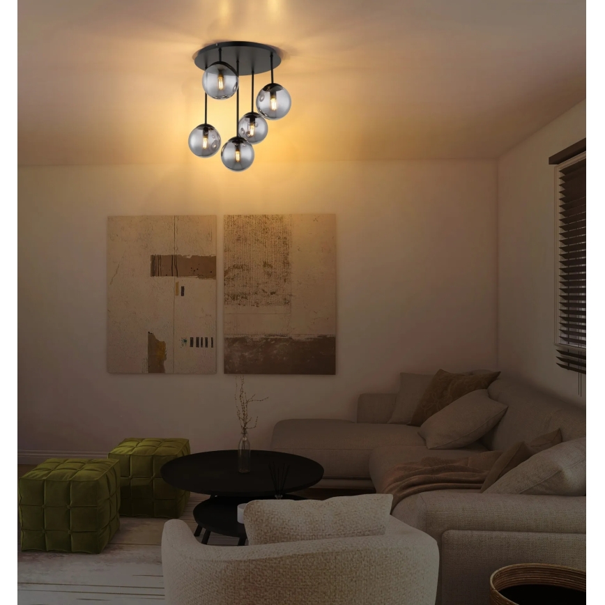 Globo - Flush-mount chandelier 5xE14/25W/230V black