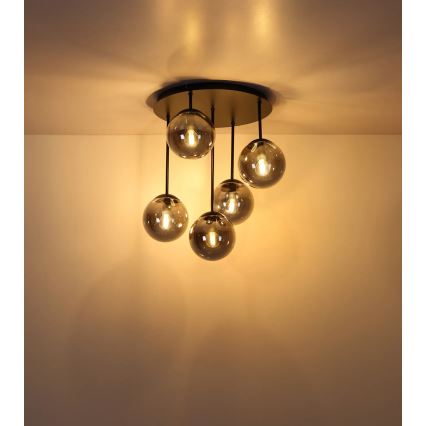 Globo - Flush-mount chandelier 5xE14/25W/230V black