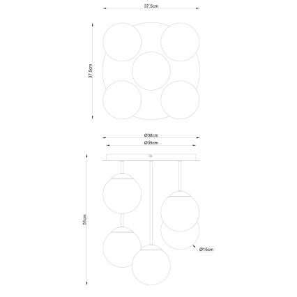 Globo - Flush-mount chandelier 5xE14/25W/230V black