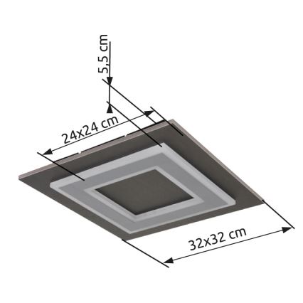 Globo - LED Ceiling light LED/24W/230V 3000K 32x32 cm anthracite