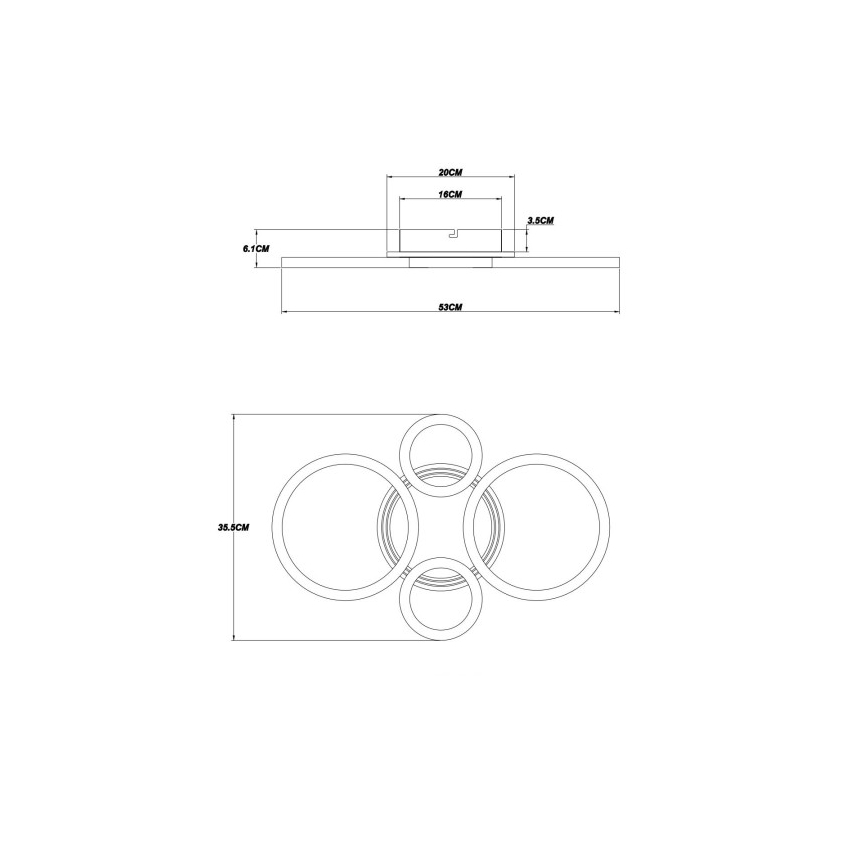 Globo - LED Ceiling Light LED/40W/230V, CCT 2700/4500/6500K, Ø 35.5 x 53 cm, black