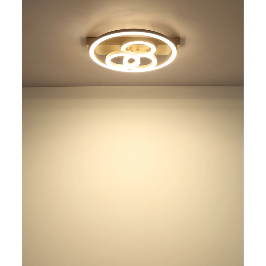 Globo - Dimmable LED ceiling light, 40W/230V, 2700-6500K, Ø 35×33 cm, brass finish + remote control