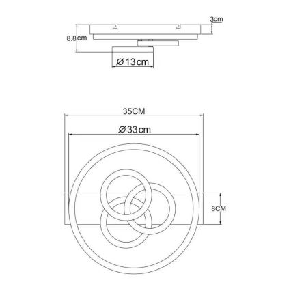 Globo - Dimmable LED ceiling light, 40W/230V, 2700-6500K, Ø 35×33 cm, brass finish + remote control