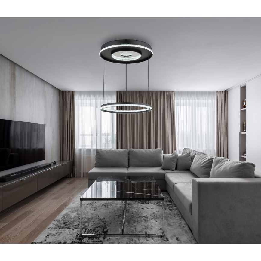 Globo - LED Dimmable chandelier on a string LED/54W/230V 2700-6500K d. 60 cm black + remote control