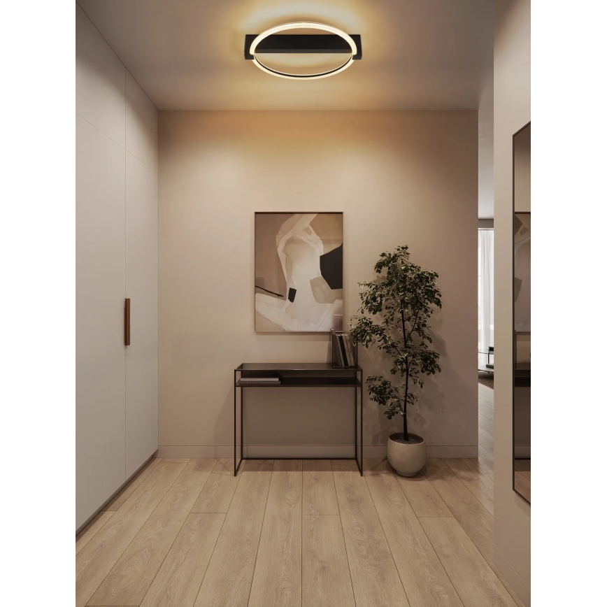 Globo - LED Ceiling Light, 15 W, 230 V, 3000 K, 41.5 x 38 cm, Black