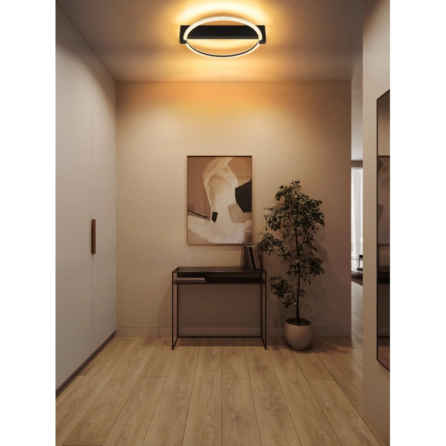 Globo - LED Ceiling Light, 15 W, 230 V, 3000 K, 41.5 x 38 cm, Black