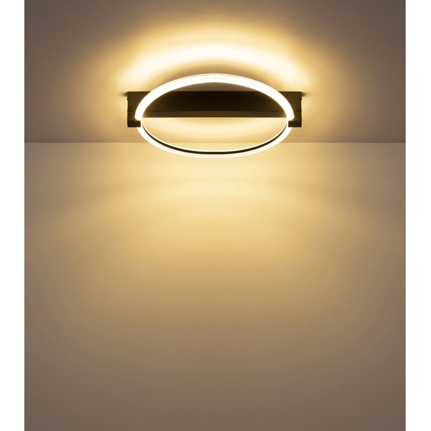 Globo - LED Ceiling Light, 15 W, 230 V, 3000 K, 41.5 x 38 cm, Black