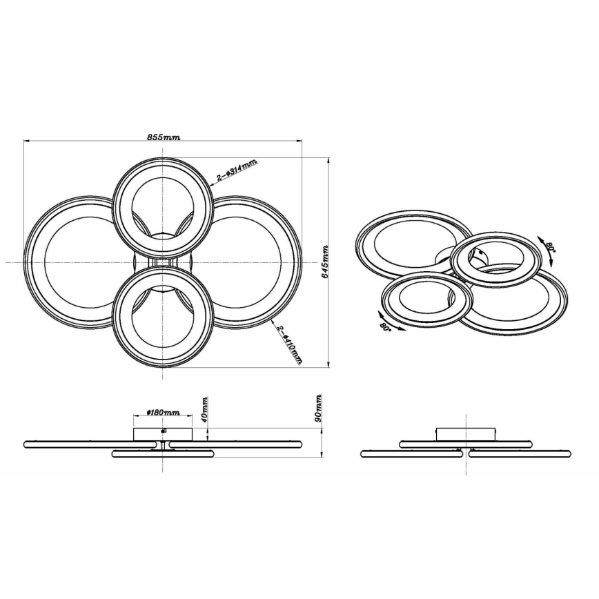 Globo - LED Ceiling Light LED/50W/230V 3000K 64,5x85,5 cm