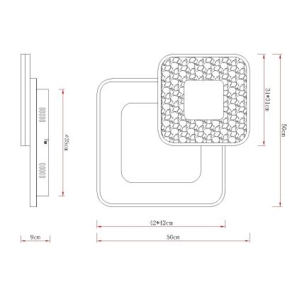 Globo - Dimmable LED Ceiling Light LED/48W/230V 2700-6000K 50x50 cm + remote control