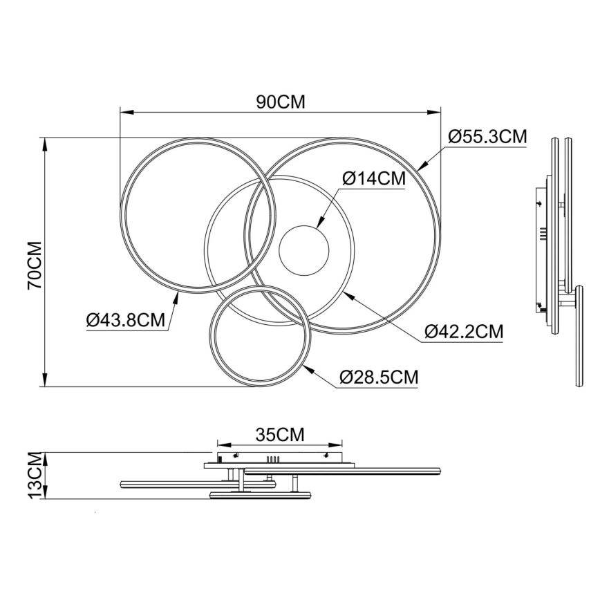 Globo - LED Dimmable Ceiling Light LED/54W/230V 2700-6500K 90x70 cm Silver + Remote Control