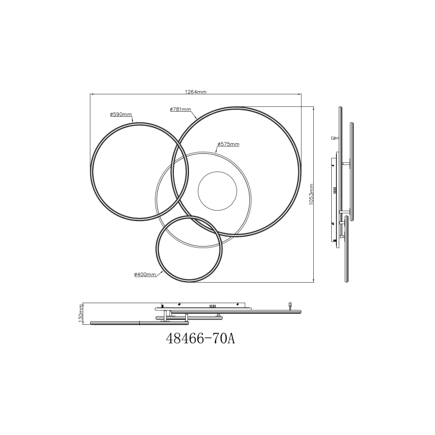 Globo - Dimmable LED Ceiling Light LED/70W/230V 2700-6500K Matte Chrome + Remote Control