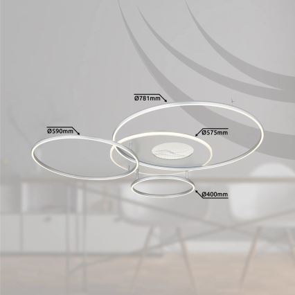 Globo - LED Dimmable Ceiling Light LED/70W/230V 2700-6500K Tuya Wi-Fi Matte Chrome + Remote Control