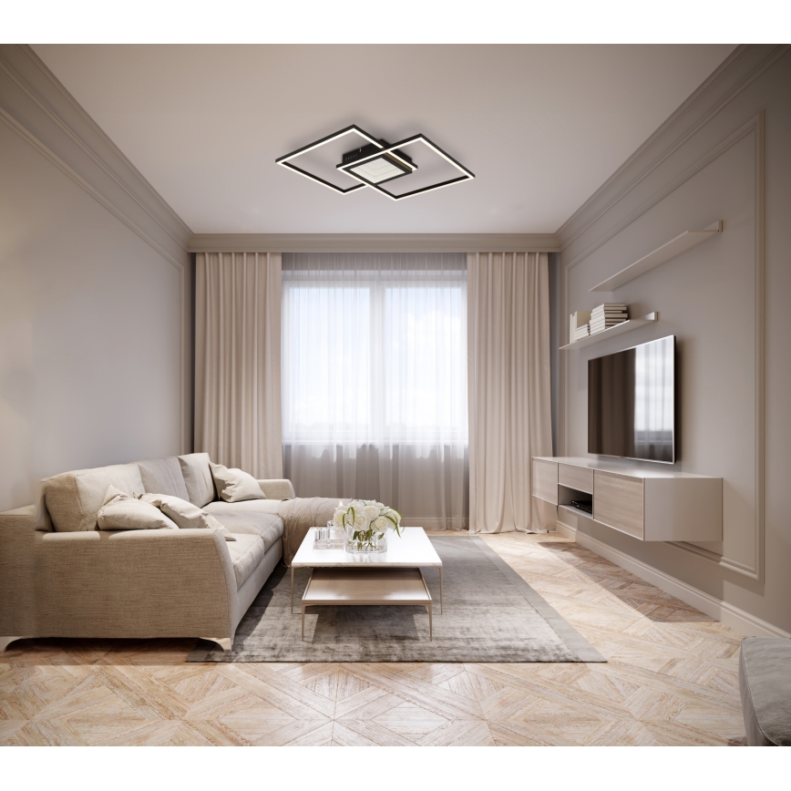 Globo - Dimmable LED ceiling light 32W/230V 2700-6500K 42.6x42.6 cm black + remote control