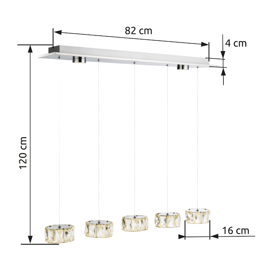 Globo - LED Chandelier on a string LED/52W/230V 4000K shiny chrome/clear