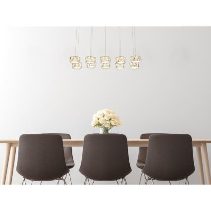 Globo - LED Chandelier on a string LED/92W/230V 4000K shiny chrome/clear