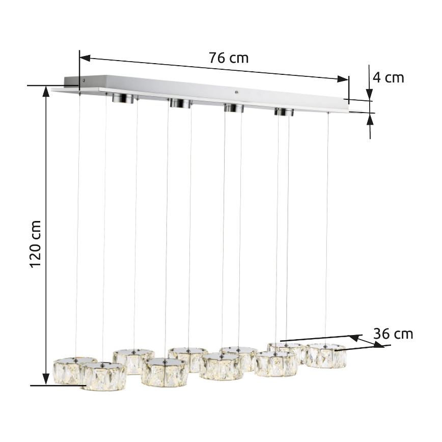 Globo - LED Chandelier on a string LED/92W/230V 4000K shiny chrome/clear