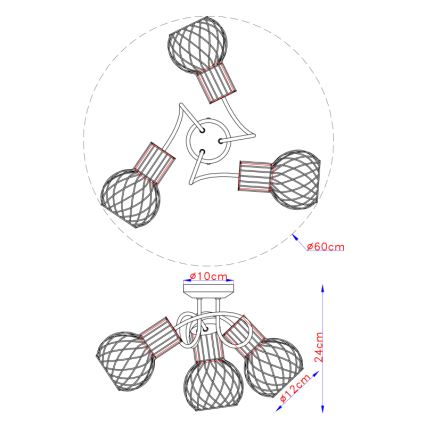 Globo - Surface-mounted chandelier 3xE27/40W/230V