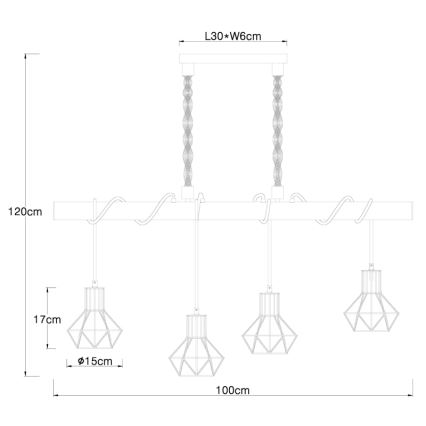 Globo - Chandelier on a string 4xE27/60W/230V