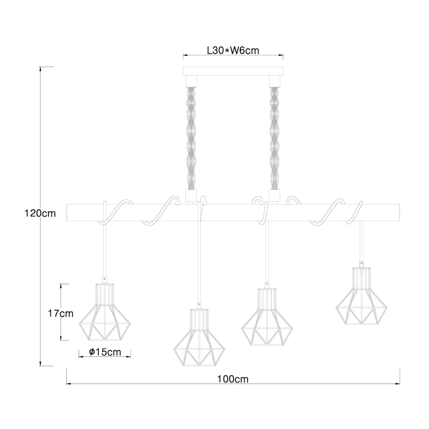 Globo - Chandelier on a string 4xE27/60W/230V