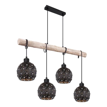 Globo 54029-4H - JODIE cable-suspended pendant 4xE27/40W/230V beige/black