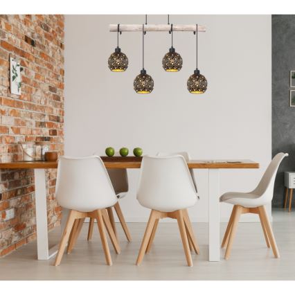 Globo 54029-4H - JODIE cable-suspended pendant 4xE27/40W/230V beige/black
