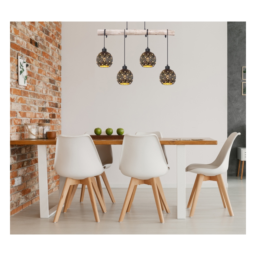 Globo 54029-4H - JODIE cable-suspended pendant 4xE27/40W/230V beige/black