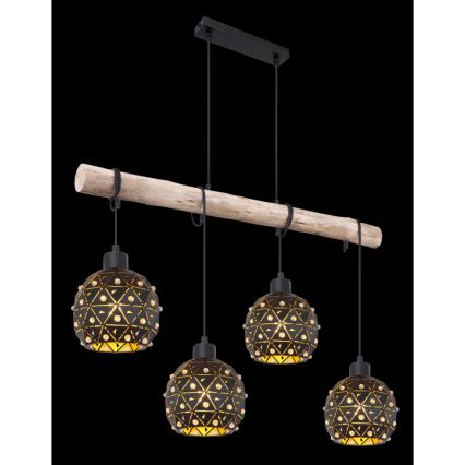 Globo 54029-4H - JODIE cable-suspended pendant 4xE27/40W/230V beige/black