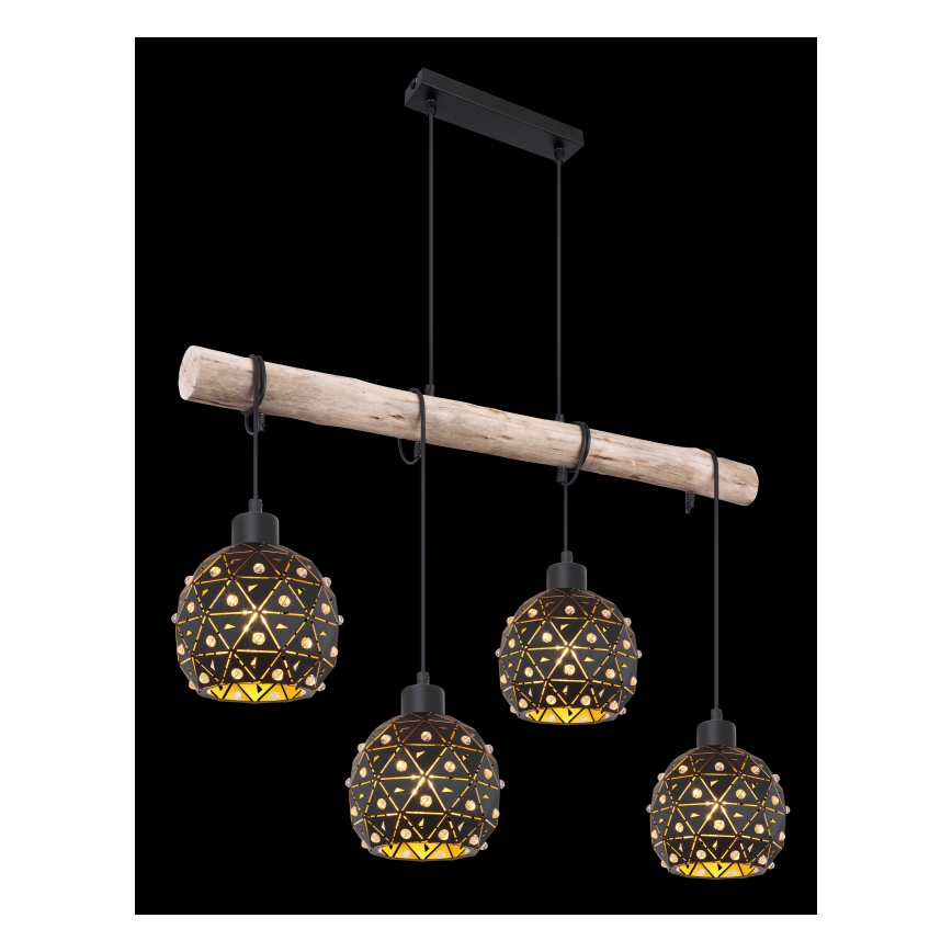 Globo 54029-4H - JODIE cable-suspended pendant 4xE27/40W/230V beige/black