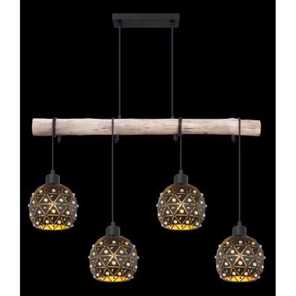 Globo 54029-4H - JODIE cable-suspended pendant 4xE27/40W/230V beige/black