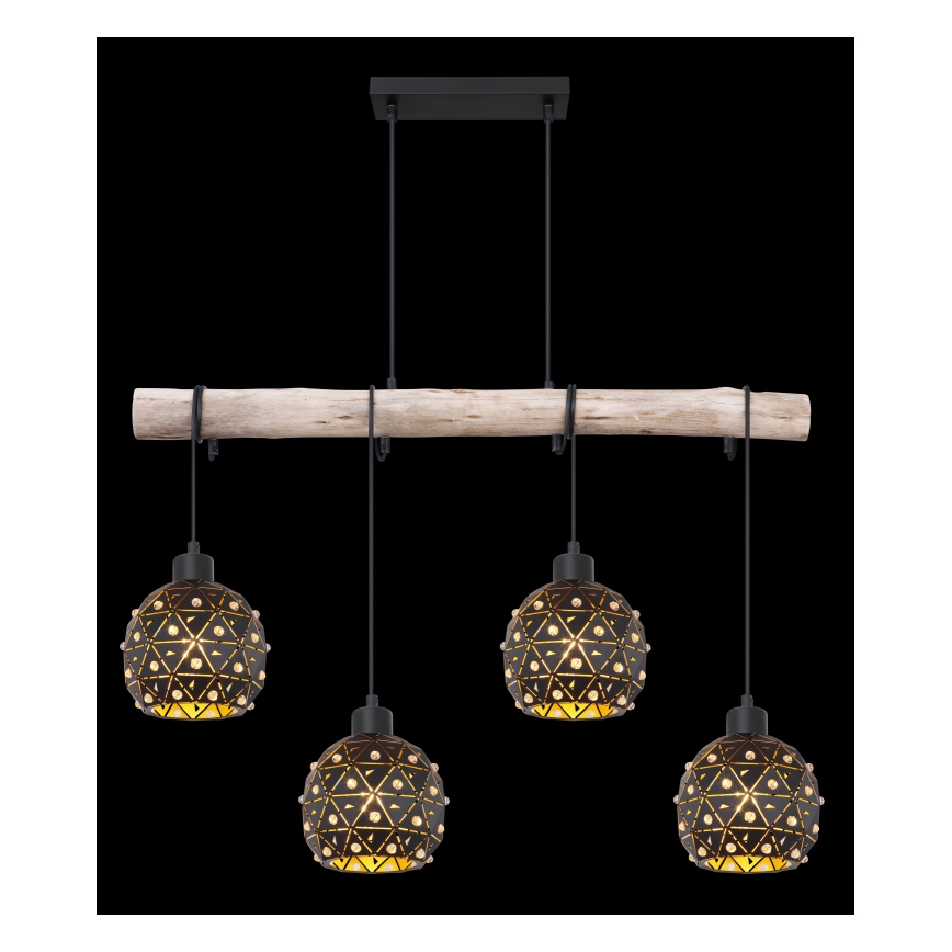 Globo 54029-4H - JODIE cable-suspended pendant 4xE27/40W/230V beige/black