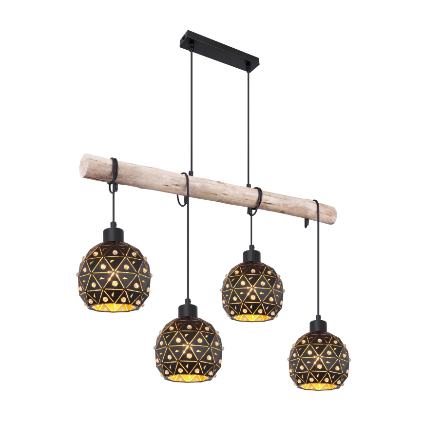 Globo 54029-4H - JODIE cable-suspended pendant 4xE27/40W/230V beige/black